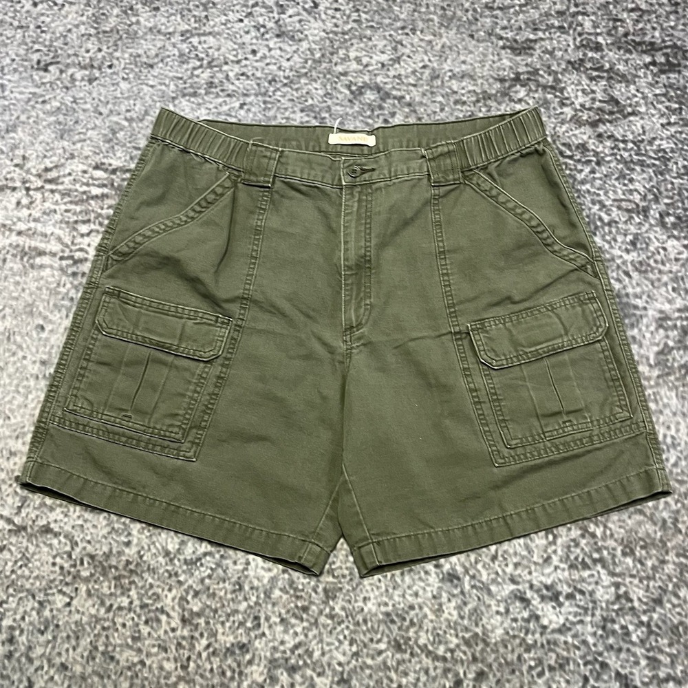 Savane Cargo Shorts Mens 36 Green Safari Outdoor Hiking Utility Y2K Multi-Pocket